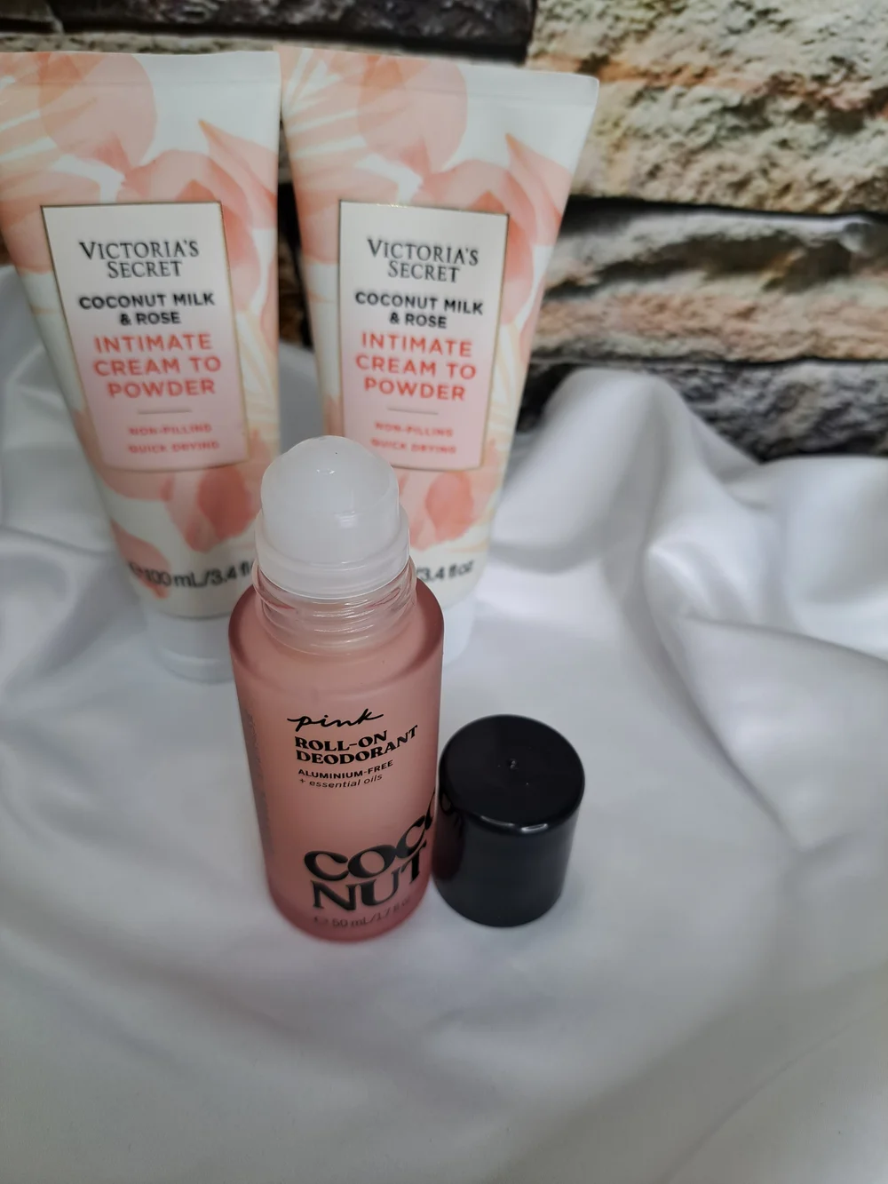 Victoria's Secret Coconut Milk & Rose Intimate Cream to Powder & Deodrant Set 3